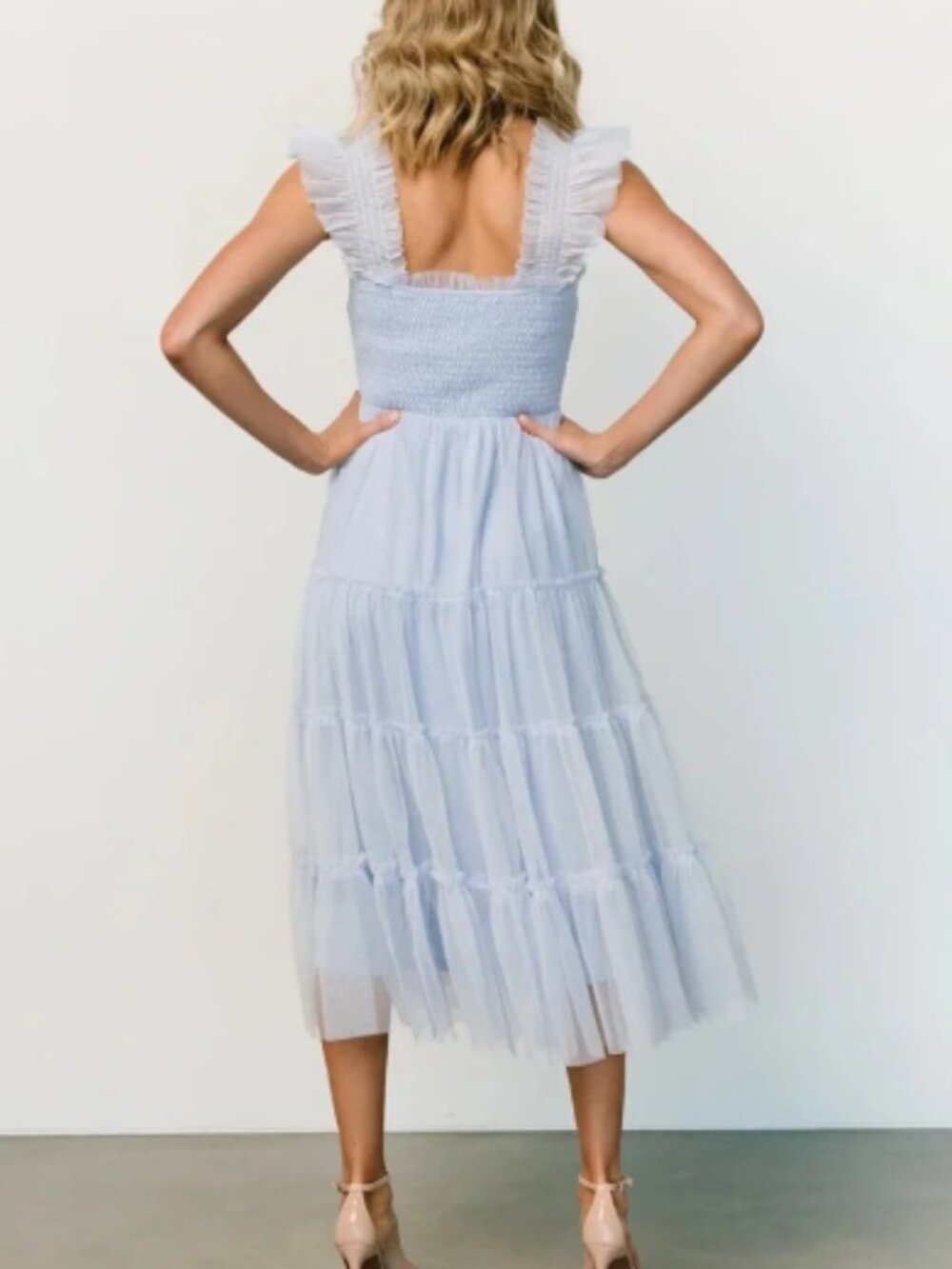 NWT Baltic Born Emma Smocked Tulle Dress Light Blue S - Picture 2 of 6